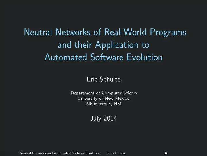 neutral networks of real world programs and their