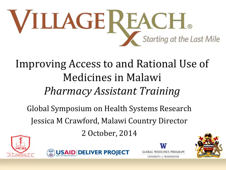 improving access to and rational use of medicines in