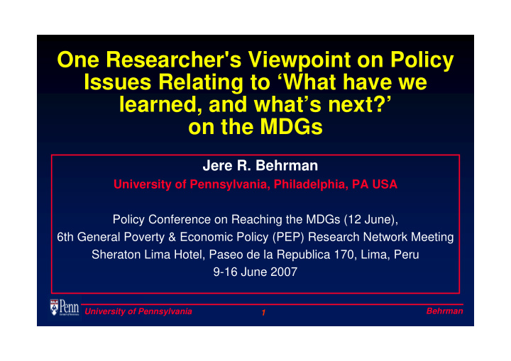 one researcher s viewpoint on policy issues relating to