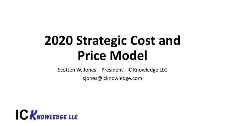 2020 strategic cost and price model