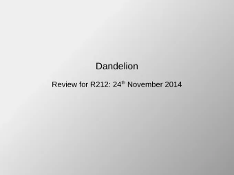 Dandelion Review for R212: 24 th November 2014  Motivation  GPU, FPGA, Vector processors becoming