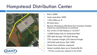 Hampstead Distribution Center  1  Built in 2000    Lease expiration: 2020    1.034 million