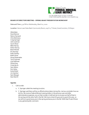 P.O. Box 3039  Grand Junction, CO 81502 E-Mail: info@mesaFML.org Web: www.mesaFML.org  BOARD OF