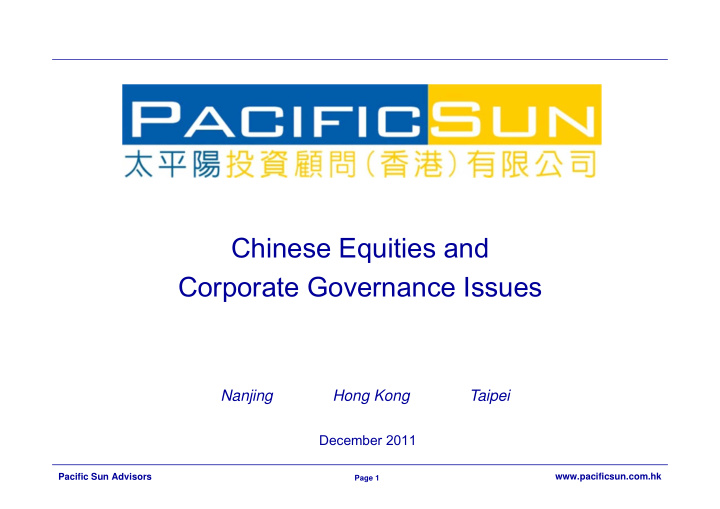 chinese equities and corporate governance issues