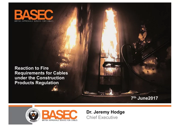 reaction to fire requirements for cables under the