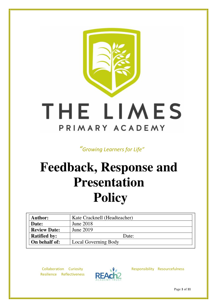 feedback response and presentation policy