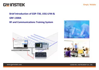 Brief Introduction of GSP-730, USG-LF44 &amp;  GRF-1300A  RF and Communications Training System