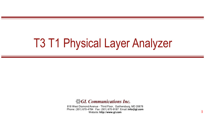 t3 t1 physical layer analyzer