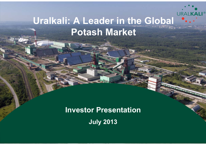 uralkali a leader in the global potash market
