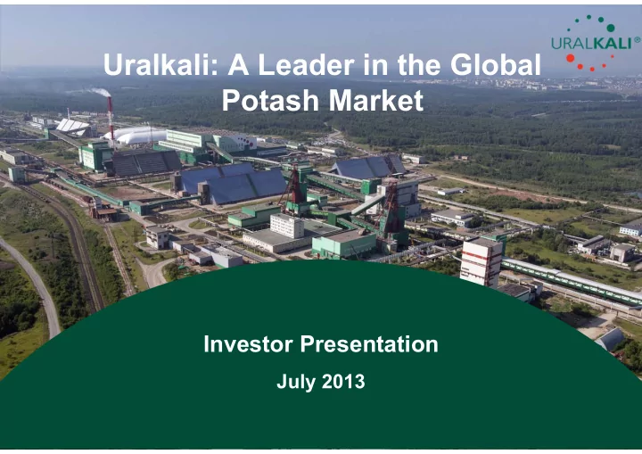 uralkali a leader in the global potash market