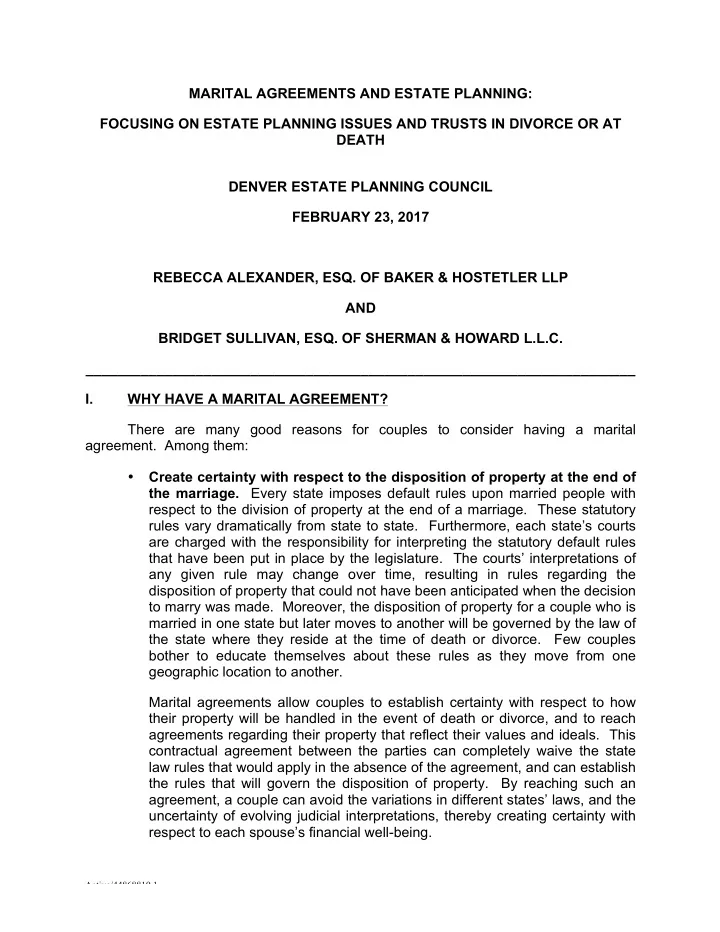 marital agreements and estate planning focusing on estate