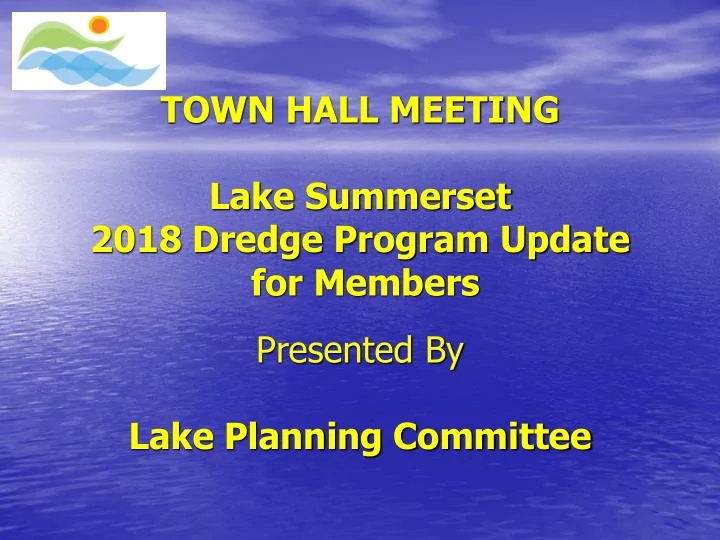 agenda introductions brief intro past hyd dredging