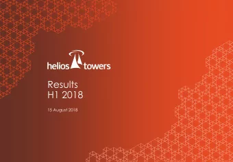 Results  H1 2018  15 August 2018  Agenda  1  Executive Summary  2  Financial Results  3  Q&amp;A  1