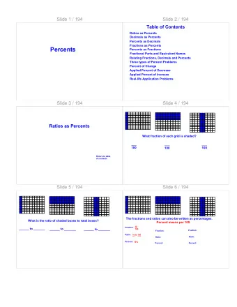 Percents  Percents as Fractions  Fractional Parts and Equivalent Names  Relating Fractions,