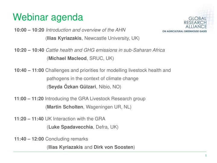 webinar agenda