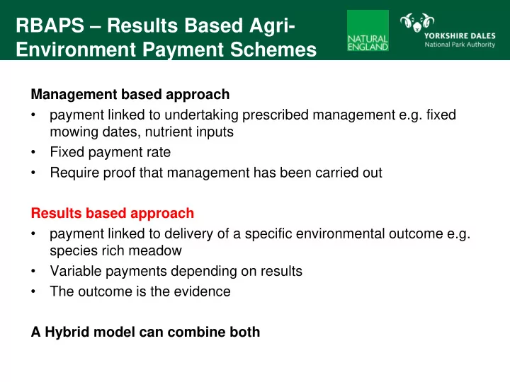 rbaps results based agri environment payment schemes
