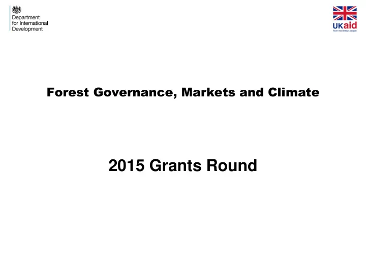 2015 grants round forest governance markets and climate