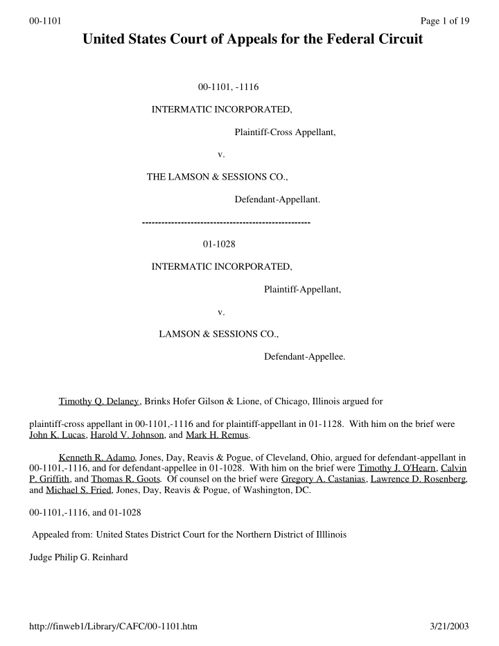 00 1101 page 1 of 19 united states court of appeals for