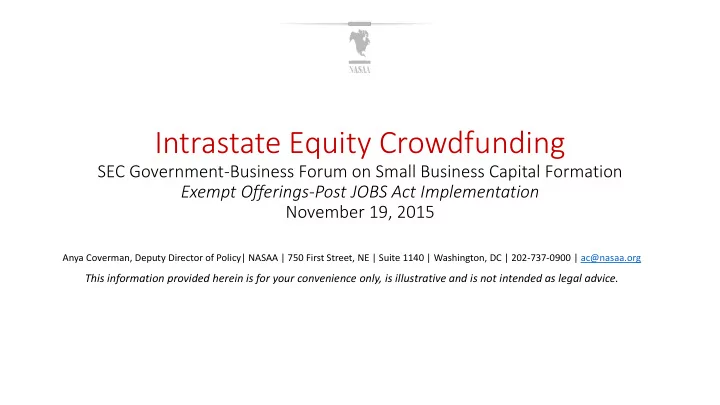 intrastate equity crowdfunding