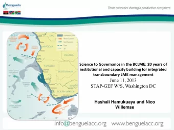 June 11, 2013  STAP-GEF W/S, Washington DC  Hashali Hamukuaya and Nico  Willemse  TDA: Major