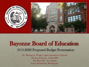 Bayon  Bayonne Board  ne Board of Educ  of Educati  ation  on  20  2019  19-2020  2020 Pr  Proposed