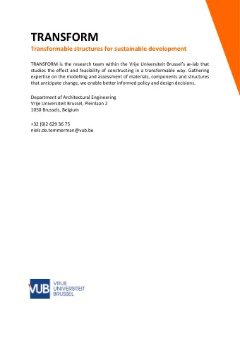 TRANSFORM  Transformable structures for sustainable development TRANSFORM is the research team