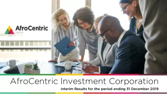 AfroCentric Investment Corporation  Interim Results for the period ending 31 December 2019  2020