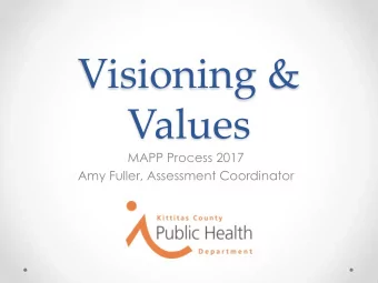Visioning &amp;  Values  MAPP Process 2017  Amy Fuller, Assessment Coordinator  What is a Vision