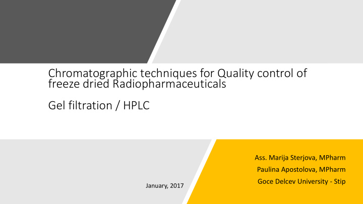 chromatographic techniques for quality control of
