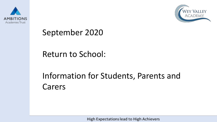 september 2020 return to school information for students