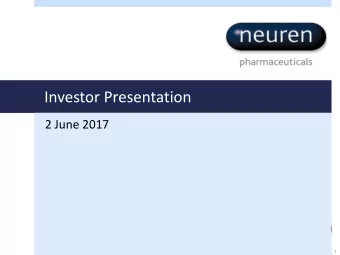 Investor Presentation  2 June 2017  1  Forward looking statements  This presentation contains