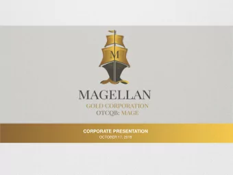 CORPORATE PRESENTATION  OCTOBER 17, 2019  FORWARD LOOKING STATEMENT  Cautionary Note Regarding