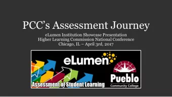 PCCs Assessment Journey  eLumen Institution Showcase Presentation  Higher Learning Commission