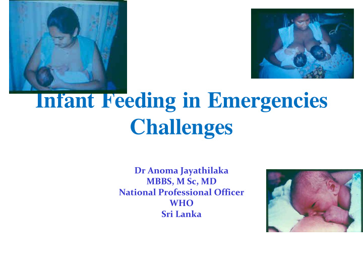 infant feeding in emergencies