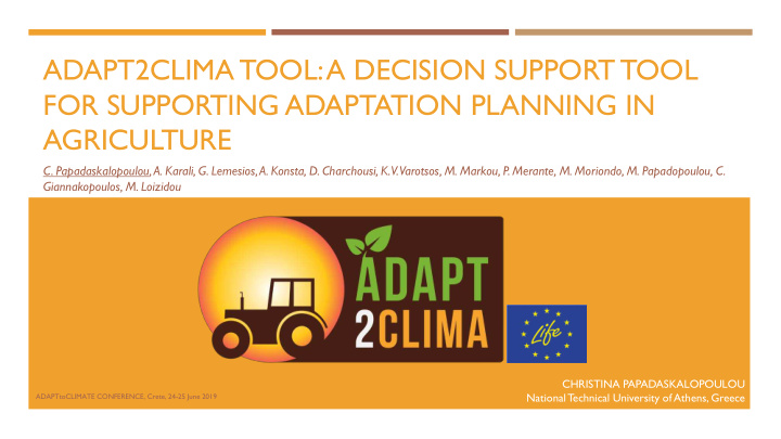 adapt2clima tool a decision support tool for supporting