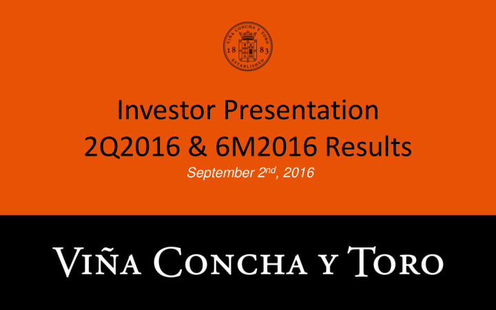 investor presentation 2q2016 6m2016 results