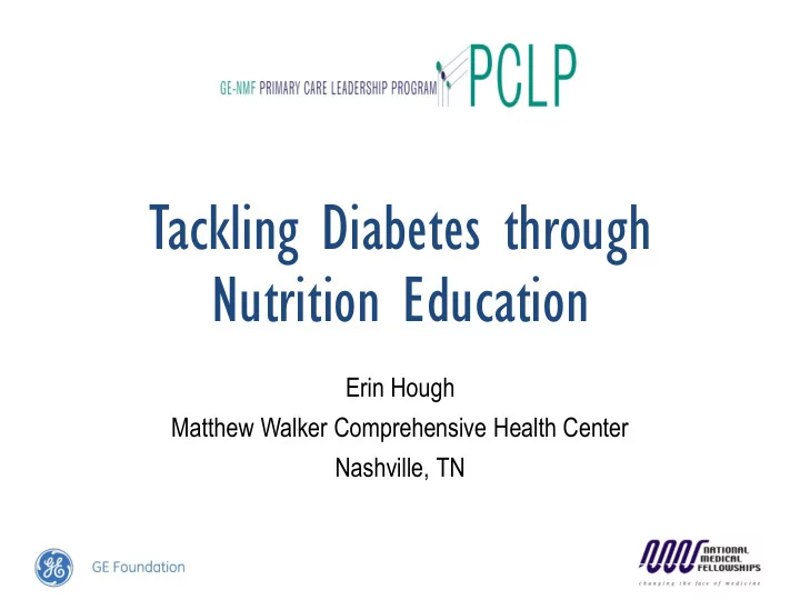 tackling diabetes through