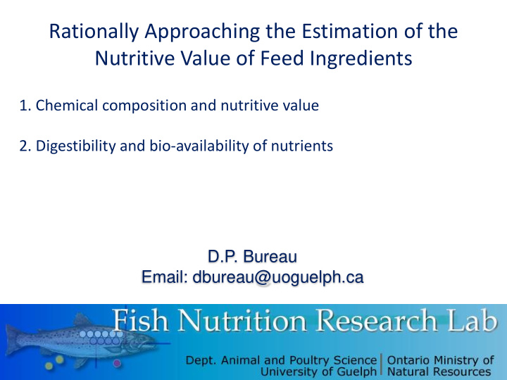 rationally approaching the estimation of the nutritive