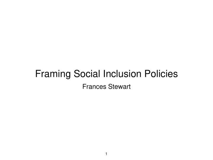 framing social inclusion policies