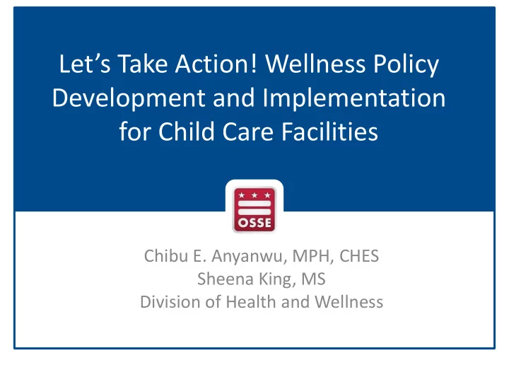 let s take action wellness policy development and