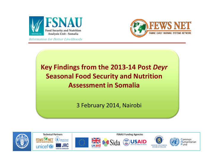 key findings from the 2013 14 post deyr seasonal food