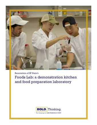 Food s Lab: a demonstration kitchen  and food preparation laboratory The Food s Lab  An Overview  T