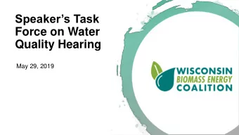 Force on Water  Quality Hearing  May 29, 2019  Intro  Jessica Niekrasz  Vice President/Chief