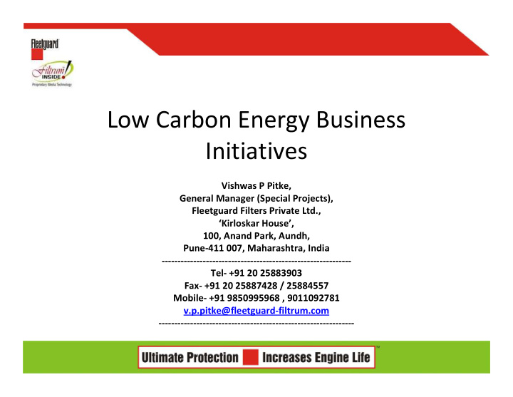 low carbon energy business initiatives