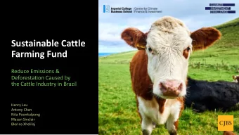 Sustainable Cattle  Farming Fund  Reduce Emissions &amp;  Deforestation Caused by  the Cattle