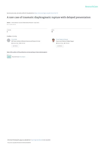 A rare case of traumatic diaphragmatic rupture with delayed presentation Article in International