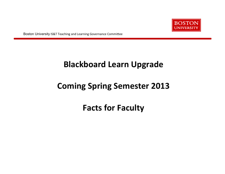 blackboard learn upgrade coming spring semester 2013