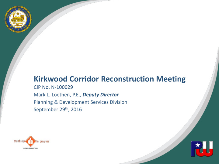 kirkwood corridor reconstruction meeting