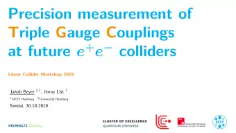Precision measurement of  Triple Gauge Couplings at future e + e  colliders  Linear Collider