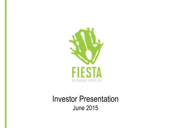 Investor Presentation  June 2015  Presenters  Tim Taft, Chief Executive Officer  Lynn
